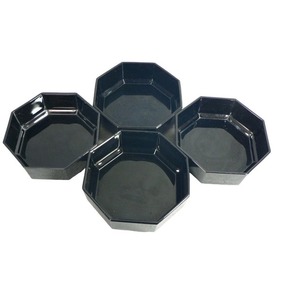 Bridge Bowls Party Snack Cocktail Nuts, Condiment Octagon 4pc Set Blk - Picture 7 of 11